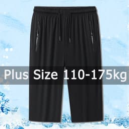 Men Casual Shorts Sweatpants 110-175kg Plus Size 3/4 Pants 1XL-7XL Big Size Loose Elastic Waist Sport Pants Running Fitness Pant