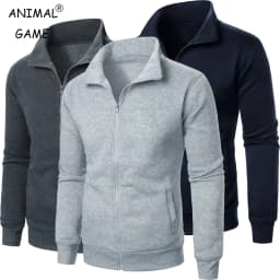 Autumn Men's Long Sleeve Zipper Jacket Coats Solid Color Warm Sweatshirts Casual Baseball Jacket Outdoor Streetwear
