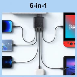 6-in-1 Multi Port Charging Head 5v3a Fast Charging Head Qc3.0 Quick Charging For Samsung S23 Xiaomi Eu/kr/us/uk Adapter Plug