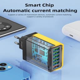 6-in-1 Multi Port Charging Head 5v3a Fast Charging Head Qc3.0 Quick Charging For Samsung S23 Xiaomi Eu/kr/us/uk Adapter Plug