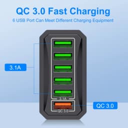 6-in-1 Multi Port Charging Head 5v3a Fast Charging Head Qc3.0 Quick Charging For Samsung S23 Xiaomi Eu/kr/us/uk Adapter Plug