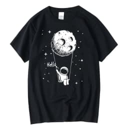Summer Men T-shirt High Quality Cotton Blend Funny Spaceman Design Printing Casual Short Sleeve Cool Loose Tshirt Male Tops