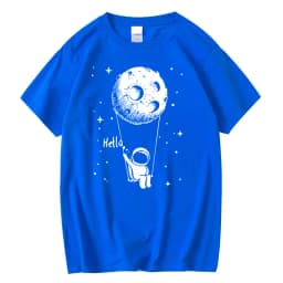 Summer Men T-shirt High Quality Cotton Blend Funny Spaceman Design Printing Casual Short Sleeve Cool Loose Tshirt Male Tops