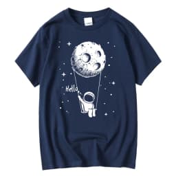 Summer Men T-shirt High Quality Cotton Blend Funny Spaceman Design Printing Casual Short Sleeve Cool Loose Tshirt Male Tops
