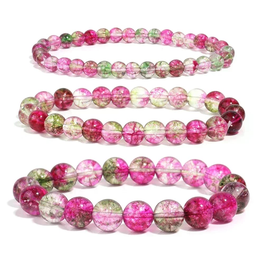 Jewelry Watermelon Tourmaline Ghost Crystal Bracelet Fashion Charm Gift Couple Jewelry Wholesale High Quality Quartz Bracelet