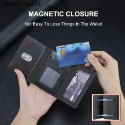 Magsafe Card Holder PU Leather Trifold Magnetic Cardholder Card Bag Wallet for Apple for IPhone 16 15 14 13 12 Pro Max Mini
