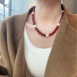 100% Natural Freshwater Pearl & Red Agate Stone 14K Gold Filled Female Beads Chain Necklace Jewelry For Women Birthday Gifts