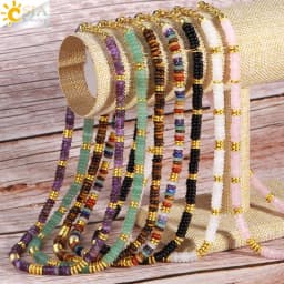 Y2K Bohemia Crystal Choker for Women 7 Chakra Natural Gemstones Tiger Eye Beads Necklace Handmade Amethyst Pink Jewelry H554