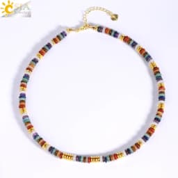 Y2K Bohemia Crystal Choker for Women 7 Chakra Natural Gemstones Tiger Eye Beads Necklace Handmade Amethyst Pink Jewelry H554