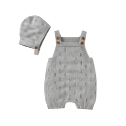 Cotton Baby Rompers Knit Infant Newborn Boys Jumpsuit Sleeveless Summer Toddler Girl Kid Clothing Hat Fashion Solid 2pcs Outfits