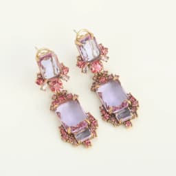 Antique Jewelry Transparent Purple Crystal Pink Flower Earrings Drop Glass Vintage for Women Gold Color Gifts Luxury 2025 New