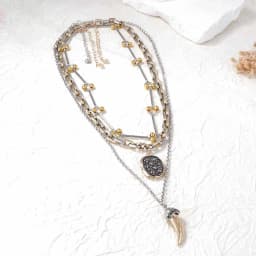 Zvoijio Unique Alloy Animal Horn Three Piece Pendant Necklace