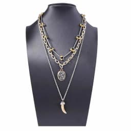 Zvoijio Unique Alloy Animal Horn Three Piece Pendant Necklace