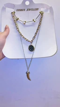 Zvoijio Unique Alloy Animal Horn Three Piece Pendant Necklace
