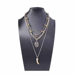 Zvoijio Unique Alloy Animal Horn Three Piece Pendant Necklace
