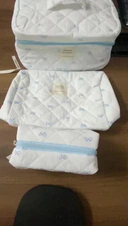 Fashion Blue Bow Quilted Women Cosmetic Bag Large Capacity Makeup Storage Handbag Travel Pouch 3 Type Ladies Zipper Makeup Bag