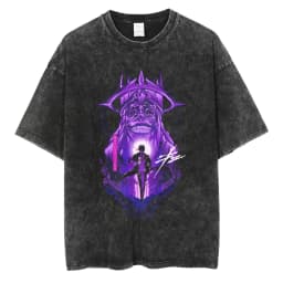 Men's Women's Vintage Washed Cotton T Shirt Streetwear Anime Solo Leveling Graphic Print Tops Harajuku Loose Short Sleeve Tees