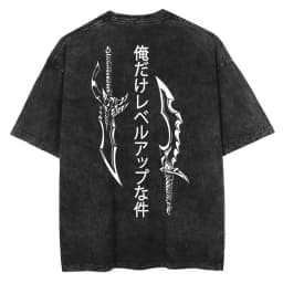 Men's Women's Vintage Washed Cotton T Shirt Streetwear Anime Solo Leveling Graphic Print Tops Harajuku Loose Short Sleeve Tees