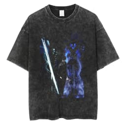 Men's Women's Vintage Washed Cotton T Shirt Streetwear Anime Solo Leveling Graphic Print Tops Harajuku Loose Short Sleeve Tees