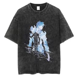 Men's Women's Vintage Washed Cotton T Shirt Streetwear Anime Solo Leveling Graphic Print Tops Harajuku Loose Short Sleeve Tees