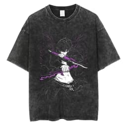 Men's Women's Vintage Washed Cotton T Shirt Streetwear Anime Solo Leveling Graphic Print Tops Harajuku Loose Short Sleeve Tees
