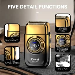 Kemei Professional Reciprocating Shaver Turbo High Speed Electric Foil Razor USB TYPE-C Gifts Men Bald Head Close Shave Trimmer