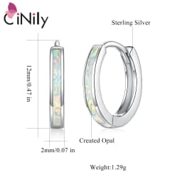 CiNily Simple Small Round Opal Hoop Earrings for Women 925 Sterling Silver Dainty Huggie Earrings Tiny Ear Jewelry Gifts 12mm