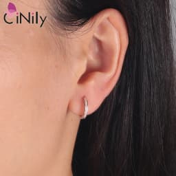CiNily Simple Small Round Opal Hoop Earrings for Women 925 Sterling Silver Dainty Huggie Earrings Tiny Ear Jewelry Gifts 12mm
