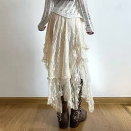 Fairycore Lace Asymmetrical Skirt Women 2026 High Waist Vintage Y2K Boho Aesthetic Midi Skirt Summer Holiday Beach Outfits