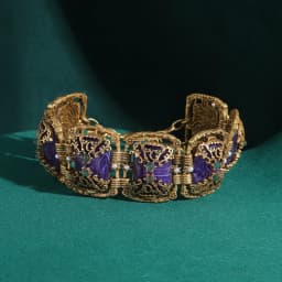 Vintage Bracelet for Women Antique Jewelry Purple Square Glass Gold Color Hollow Accessories New Luxury Charm Accessories Retro