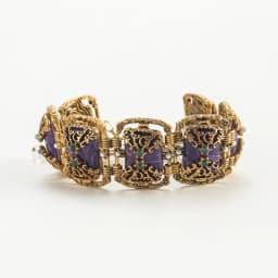 Vintage Bracelet for Women Antique Jewelry Purple Square Glass Gold Color Hollow Accessories New Luxury Charm Accessories Retro