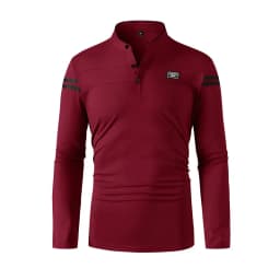 2025 Men's Casual Fashion Solid Color Long Sleeve Polo Shirt Stand up Collar Versatile Comfortable Top for Various Occasions