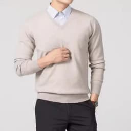 Cashmere Cotton Blend Classic V-Neck Sweater Men Pullover 2025 Autumn Winter Business Casual All-match Knitted Jumper Pull Homme