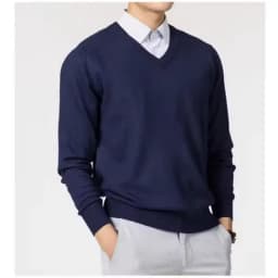 Cashmere Cotton Blend Classic V-Neck Sweater Men Pullover 2025 Autumn Winter Business Casual All-match Knitted Jumper Pull Homme