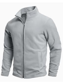 Men's Spring and Autumn Solid Color Fleece Warm Top, Comfortable Zippered Cardigan for Men's Outdoor Leisure