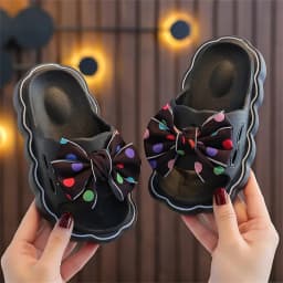 Kids Slippers Spring Autumn Girls Fashion Bow Non-slip Home Slippers Outside Home Thick Bottom Beach Sandals Slippers