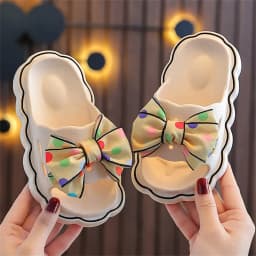 Kids Slippers Spring Autumn Girls Fashion Bow Non-slip Home Slippers Outside Home Thick Bottom Beach Sandals Slippers