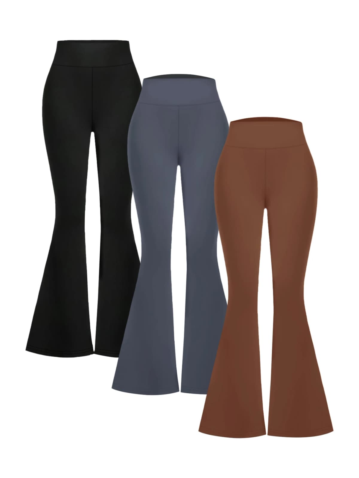 Spring and Summer Solid Color Bell Bottom Pants, Women's Casual High Waisted Taboo Pants, Elastic Waistband