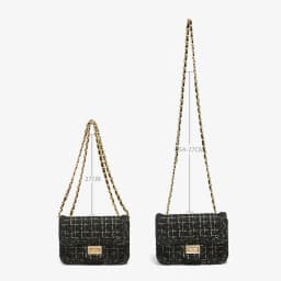 FOXER Fabric Women's Chain Shoulder Bag Summer Small Flap Bag PU Female Fashion Crossbody Bag Purse Gift for Wife,Girlfriend