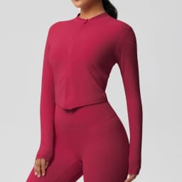 Zipper Jacket Women Crop Top Seamless Yoga Jacket Solid Sports Top Long Sleeve Running Shirts Quick Dry Fitness Gym Sport Wear