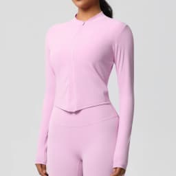 Zipper Jacket Women Crop Top Seamless Yoga Jacket Solid Sports Top Long Sleeve Running Shirts Quick Dry Fitness Gym Sport Wear