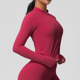 Zipper Jacket Women Crop Top Seamless Yoga Jacket Solid Sports Top Long Sleeve Running Shirts Quick Dry Fitness Gym Sport Wear