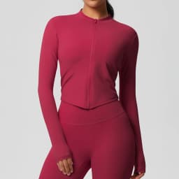 Zipper Jacket Women Crop Top Seamless Yoga Jacket Solid Sports Top Long Sleeve Running Shirts Quick Dry Fitness Gym Sport Wear