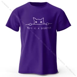 Minimalist Line Art Cat Print 100% Cotton T-Shirt, Soft & Breathable Round Neck Short Sleeve Tee, Unisex Simple & Stylish