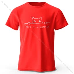Minimalist Line Art Cat Print 100% Cotton T-Shirt, Soft & Breathable Round Neck Short Sleeve Tee, Unisex Simple & Stylish