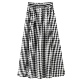 Black White Checkered A-line Skirt Women Summer Lightweight High Waisted Long Skirt for Petite Slimming Casual 2025 New