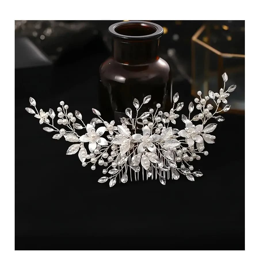 1 piece, handmade pearl crystal, leaf headdress, women's headband, wedding jewelry headdress, wedding decoration, wedding hair d