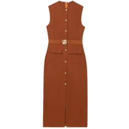 HXAO 2025 Black Dress Women's Dress Summer Elegant Casual Slim Holiday Dress O-Neck Sleeveless Button Up Belt Long Vestidos 066