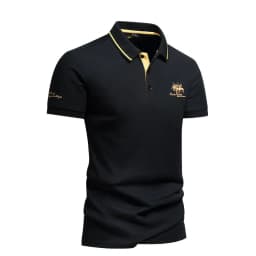 summer Men's Short Sleeve Embroidered Polo T-Shirt Lightweight Casual Streetwear Lapel Vintage Business tshirts