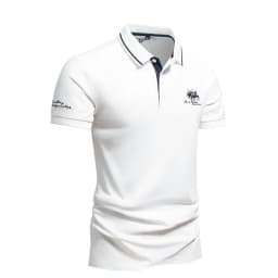 summer Men's Short Sleeve Embroidered Polo T-Shirt Lightweight Casual Streetwear Lapel Vintage Business tshirts